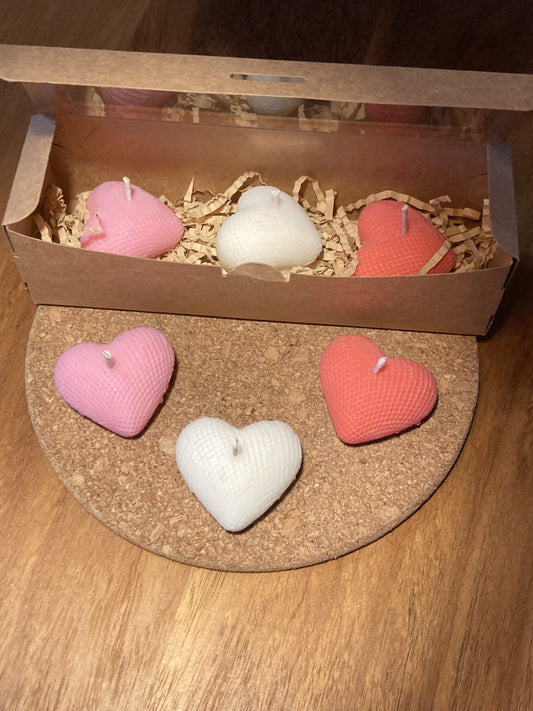 ❤️ Trio de Petits Cœurs - Bougies moulées